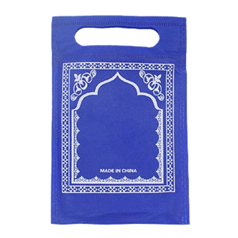 Alfombra de oración musulmana plegable, alfombra islámica interactiva de oración, ornamento para Eid Ramadán, decoración religiosa: Blue