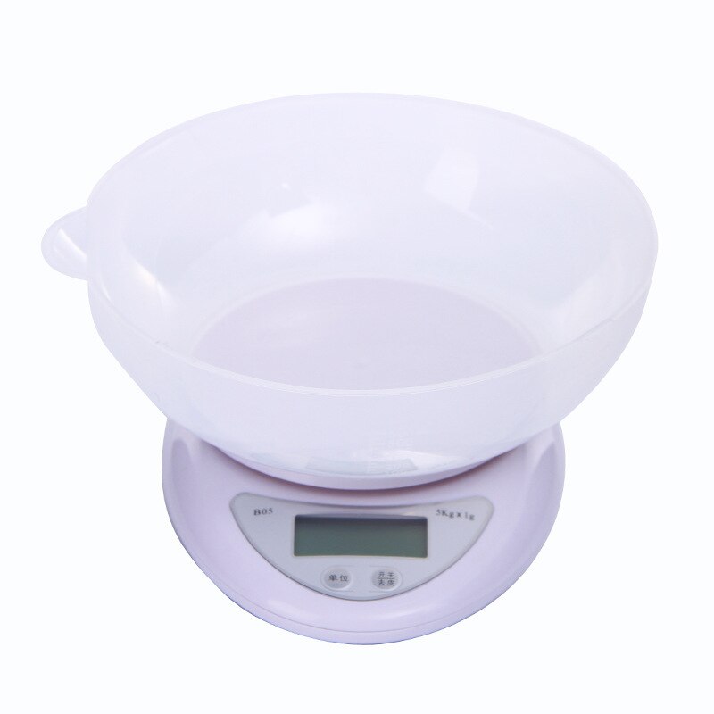 Báscula Digital portátil de 5kg, balanza electrónica LED de alta precisión para hornear, medición de peso, balanzas electrónicas para Cocina: Scale with Tray