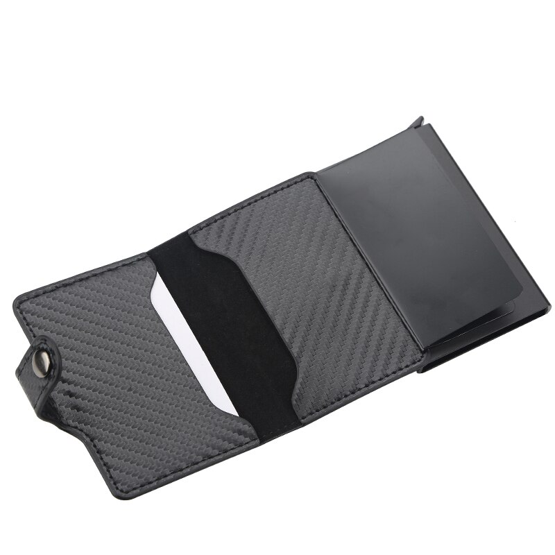 Credit Kaarthouder Hasp Smart Id Card Case Metal Rfid Aluminium Doos Slanke Mannen En Vrouwen Id Houder Pu lederen