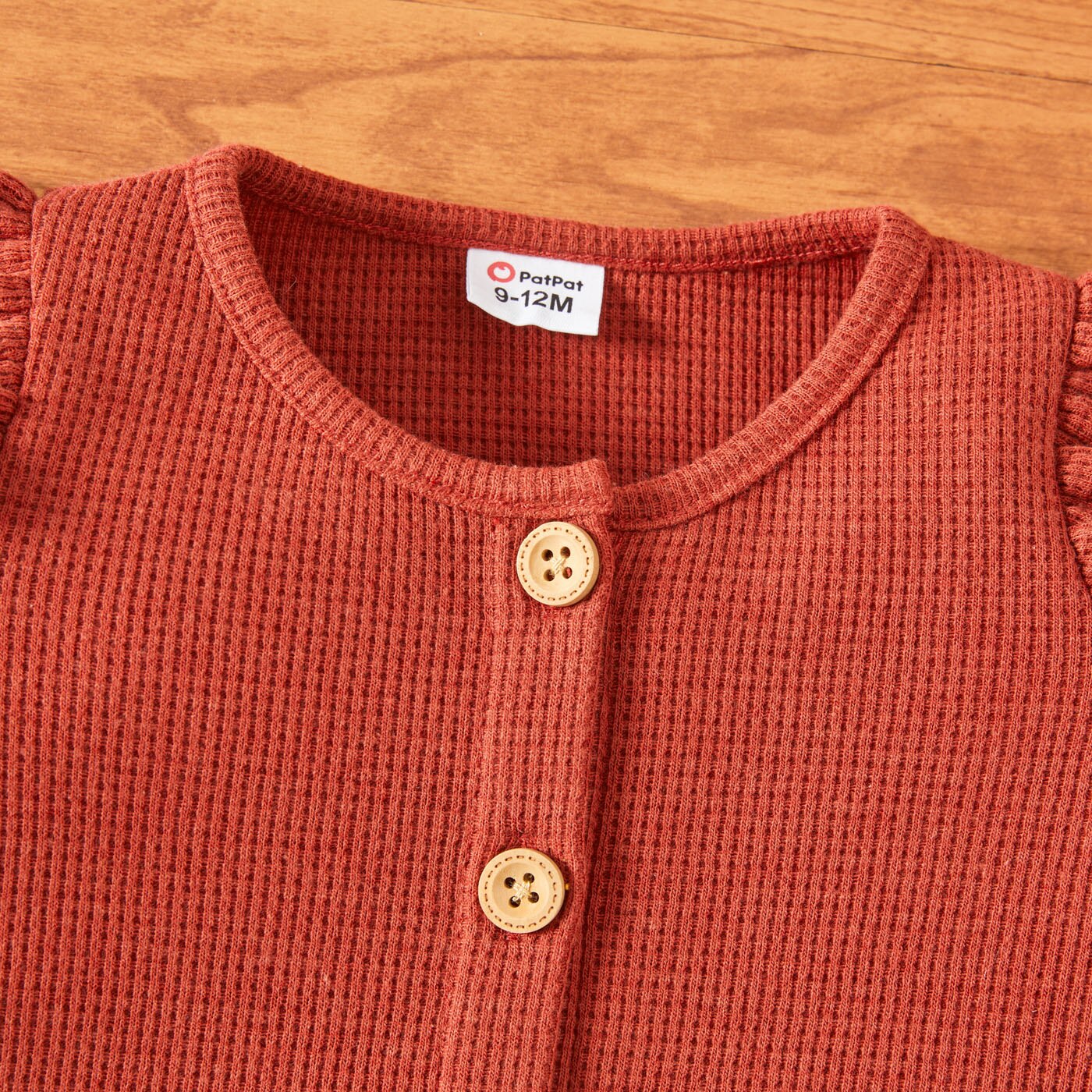 Patpat bebê menina sólido plissado manga longa botão para baixo topo