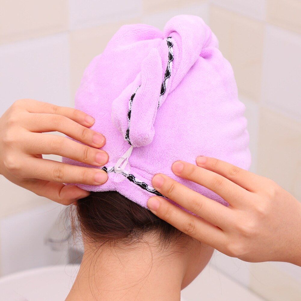 Women Super Absorbent Turban Quick Dry Wet Hair Hat Bathing Shower Towel Cap
