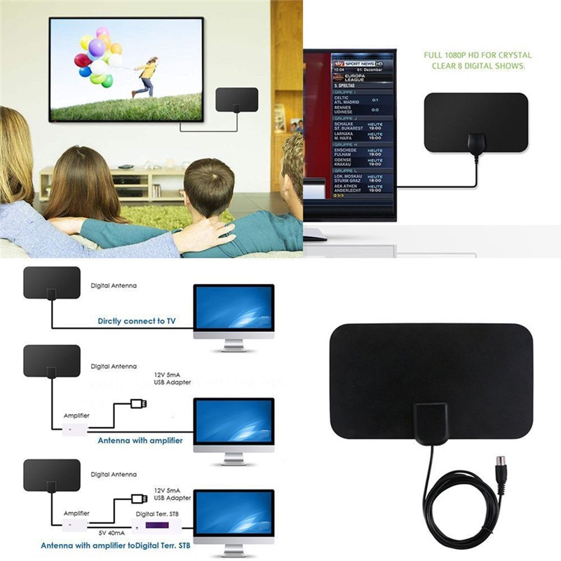 Digital Indoor Digital Freeview Range Ultra-thin Antena TV HDTV Antenna High Signal Capture Cable Signal Amplifie Antenna