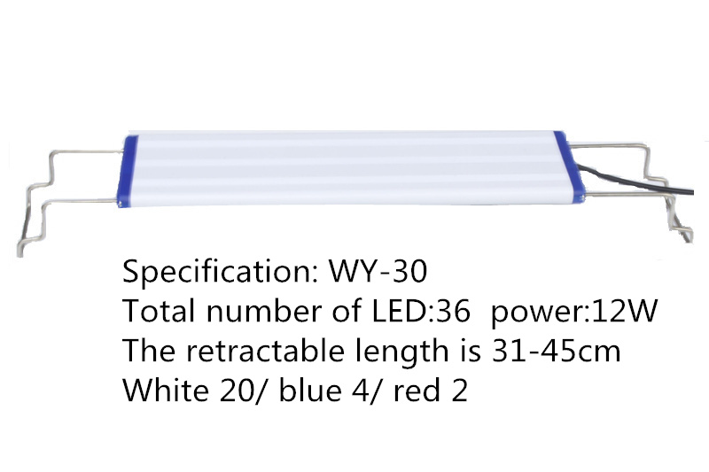 20-60cm led fisktank infällbar lampa akvarieklämma lampa vatten gräs cylinder lampa ljus sköldpadda alger cylinder lampa: Wy -30