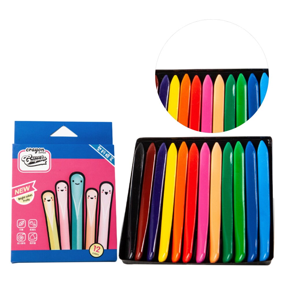 1 Set Kids Crayons Durable Portable Cartoon Triangle Kids Crayons for Children