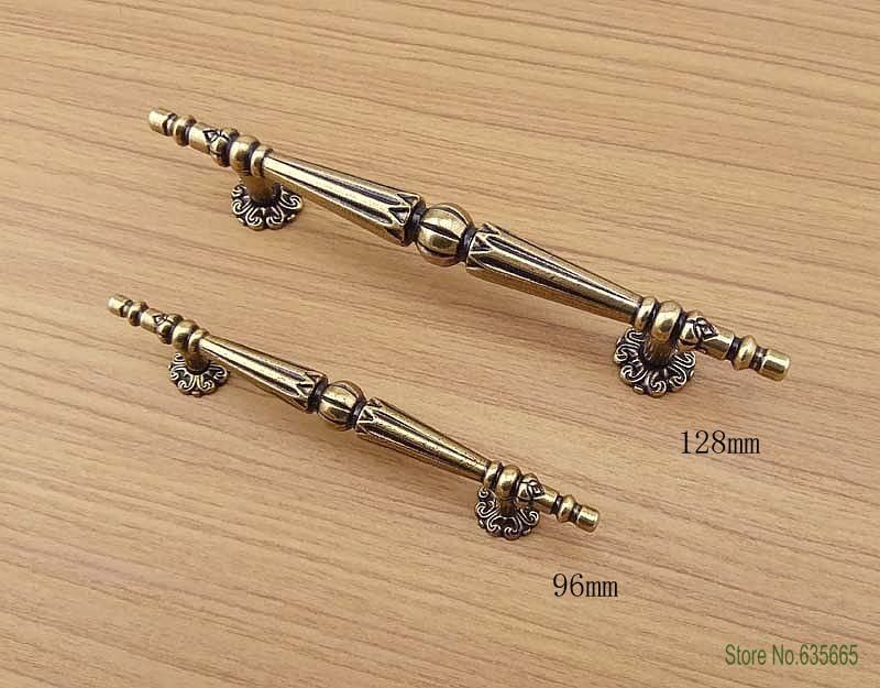 Tirador de herrajes para muebles clásicos de bronce antiguo, tiradores de puertas de madera para cajones, armarios de cocina