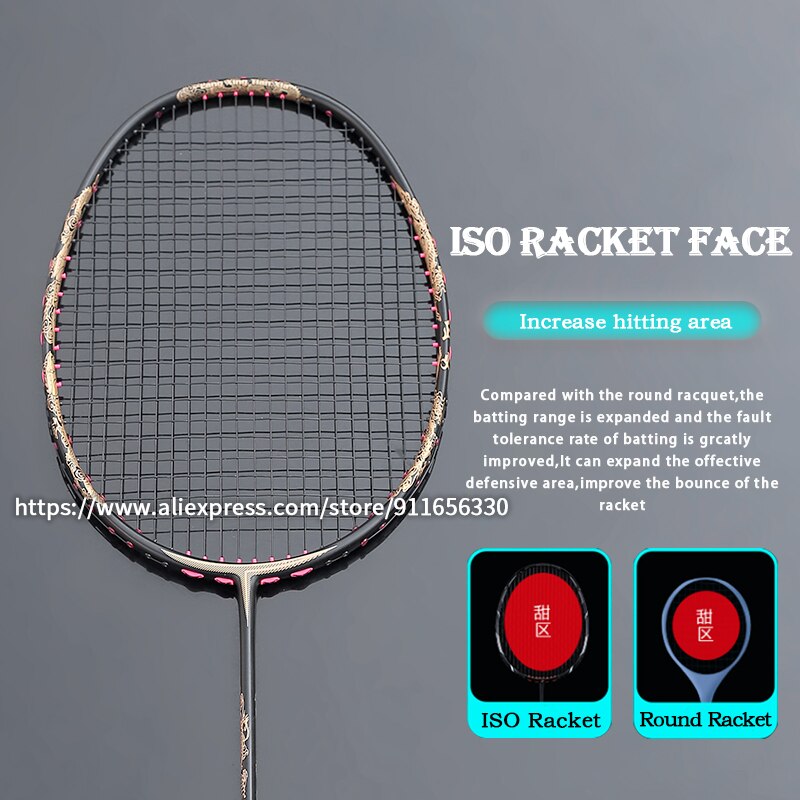 Super Licht 10U 52G 100% Carbon Fiber Badminton Rackets Strung Tassen 22-30LBS Professionele Training Racket Snelheid Sport Volwassen