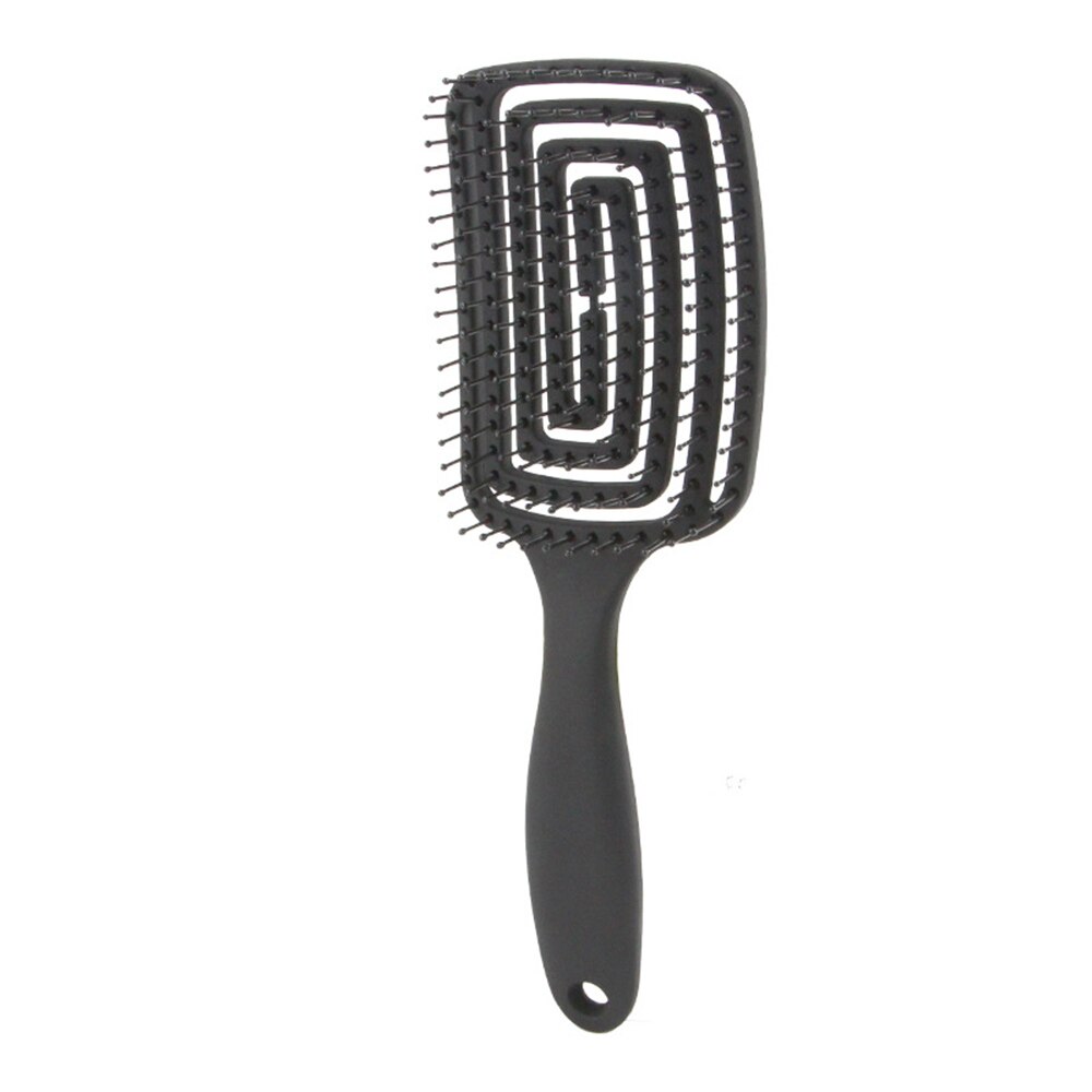 Brosse à cheveux Portable, peigne de Massage du cuir chevelu, poignée antidérapante en caoutchouc, outil de coiffure sec et humide, soins de santé: Black