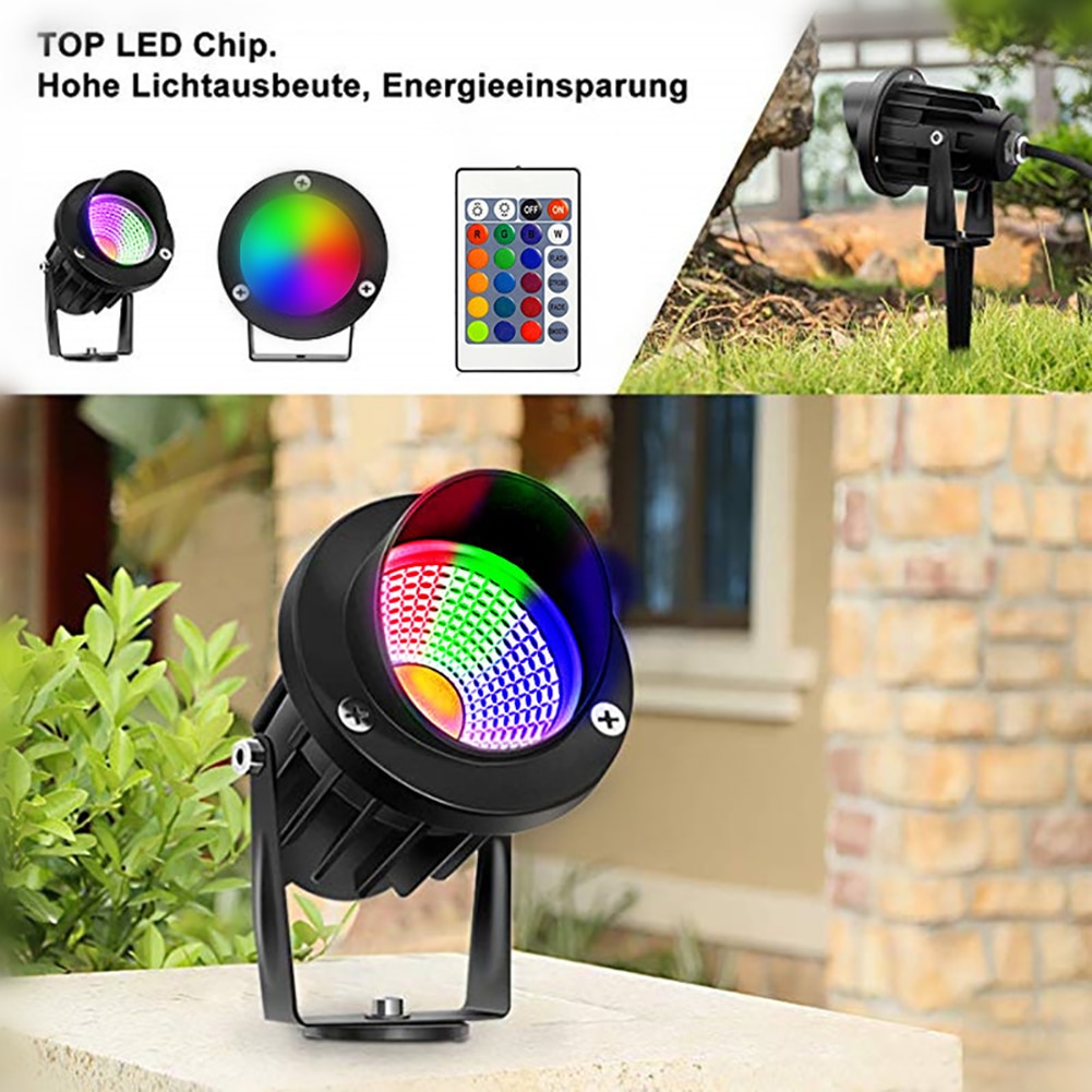 Utendørs ledet hage plenlys 10w landskapslampe pigg vanntett  ip65 ac110-240v dc12v kolbe rgb hage sti vei plen spotlights