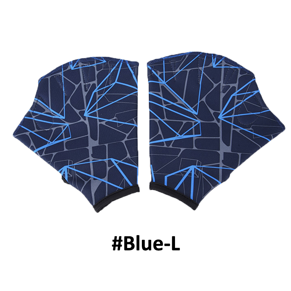 1 para pływanie ręka Finger Fin nauka pływanie akcesoria do basenu Finger Wear Flippers szkolenia rękawice do nurkowania basen kąpielowy wiosła: Blue-L