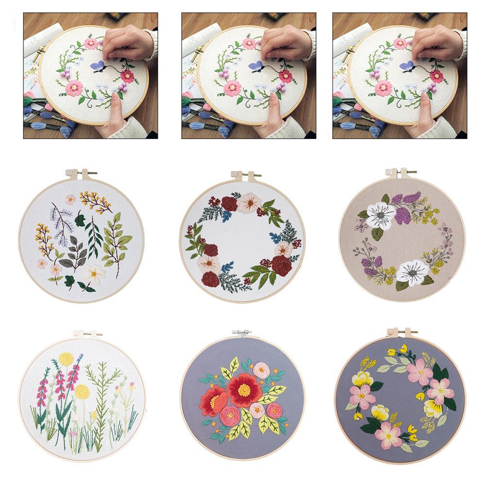 Stickerei Bausatz Band DIY Blumen Pflanzen aufbringen Kreuz Stich schlagen Nadel Bausatz Stickerei Bausatz Kreuz Stich Hand stickerei tasche
