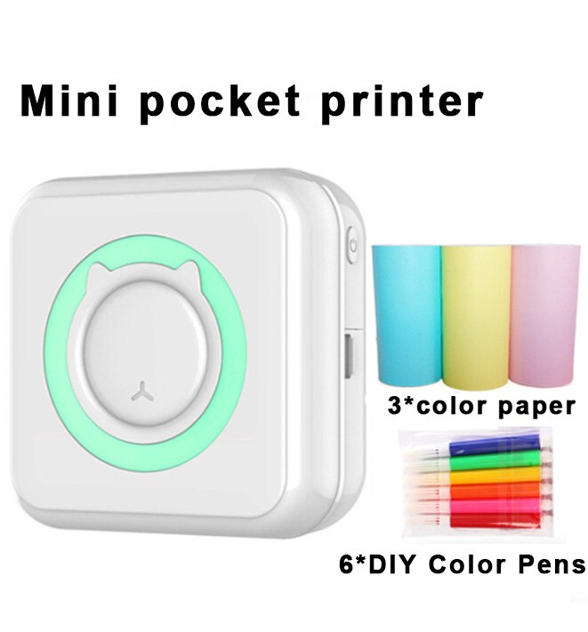 Pocket Thermal Printer Portable Mini Wirelessly BT Connect 200dpi Photo 57 mm Label Memo List Printing Wireless Printer Clearly: greem-CDYZ-3-C