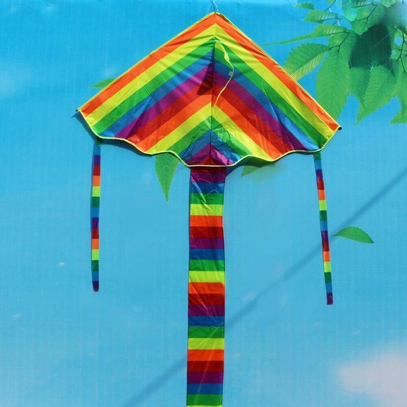 Cometa colorida de cola larga de nailon para niños, al aire libre juguete de vuelo de cometas, cometa para niños, Surf con hilo para cometas de 30m