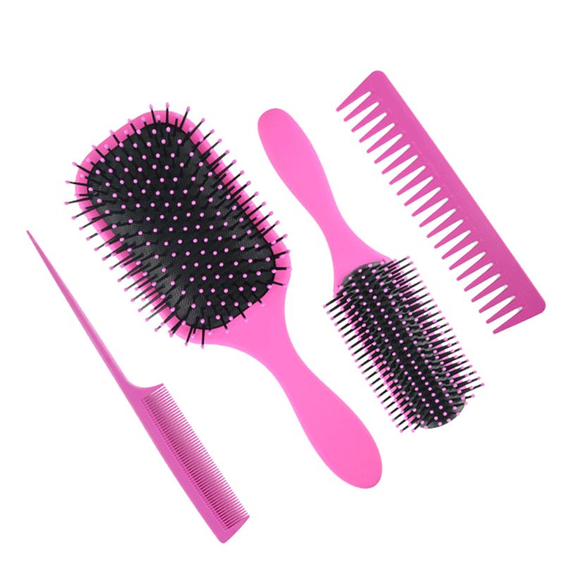 4Pcs Hair Brush Set Air Cushion Massage Comb High Temperature Resistant Portable Home Travel Styling Tool for Ladies