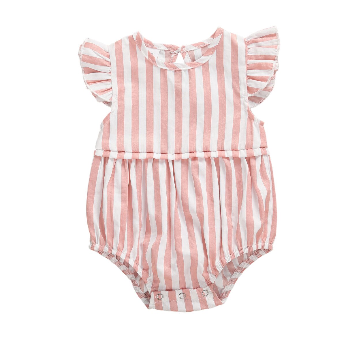 0-18M Pasgeboren Baby Meisjes Jongens Gestreepte Print Ruches Korte Mouw Mooie Jumpsuits: A / 18m