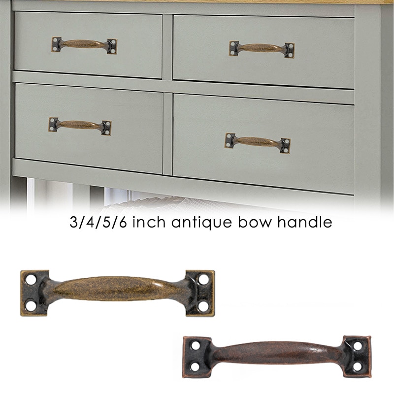 Poignées de porte Vintage 5 pièces/ensemble boutons antiques poignées en Bronze pour armoires de porte de cuisine