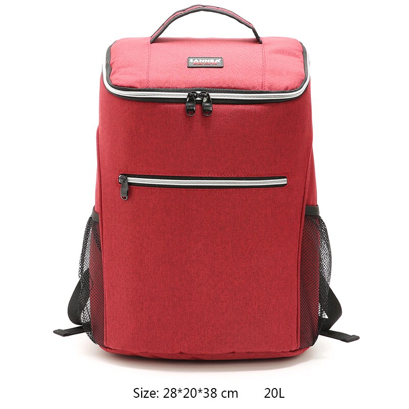 Sanne 19L Grote Capaciteit Plaid Outdoor Picknick Koeltas Thermische Rugzak Camouflage Geïsoleerde Lunch Tas Waterdicht Pak Ijs: Wine Red