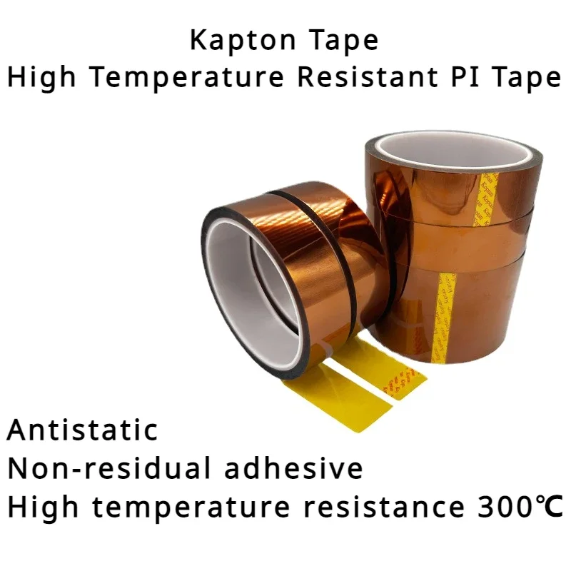 Cinta adhesiva de hipertermia de poliimida antiestática, resistente a altas temperaturas, Kapton PI, 5, 10, 15, 20, 25, 30, 35mm, 33m, 50um, 80um