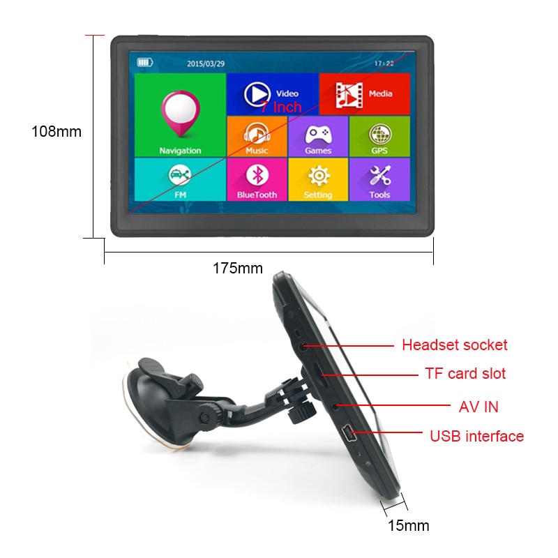 Nawigacja GPS 7 cal nawigacja samochodowa GPS MTK 800MHz Baran 256M Rom 8G HD 800*480 system nawigacji nowy i aktualną pogodę lub przeczytaj ostatnie wsparcie upuszczać Wysyłka 