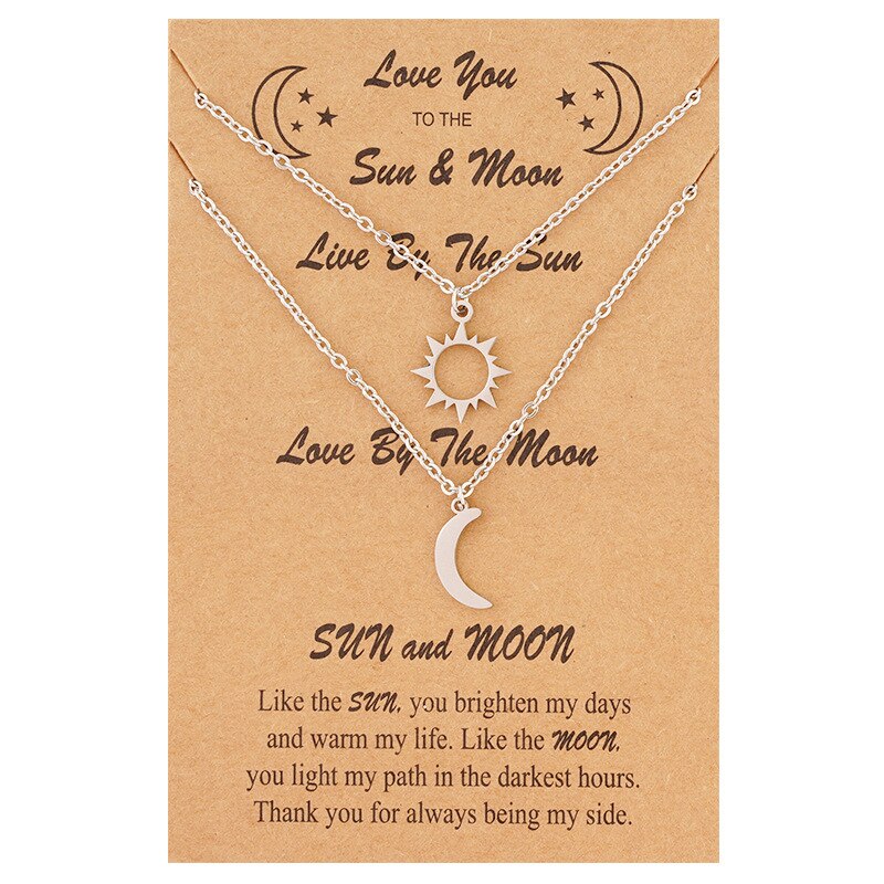 New Sun and Moon collana da 2 pezzi personalità creativa semplice collana in acciaio inossidabile sole e luna clavicola: Default Title