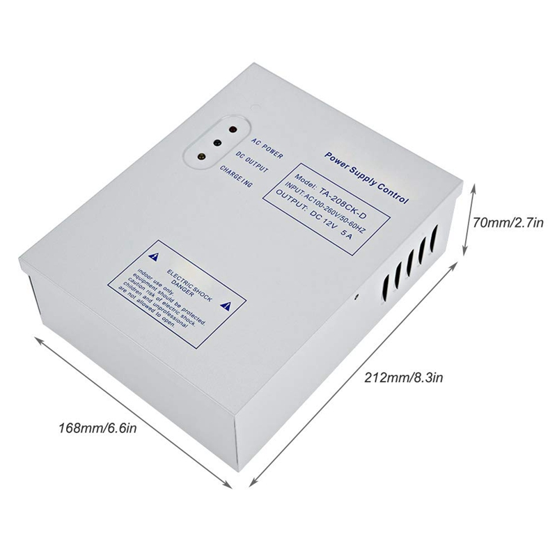 Fuente de alimentación de UPS, sistema de Control de acceso de puerta, fuente de alimentación conmutada AC 110-240V DC 12V/5A, 208CK-D