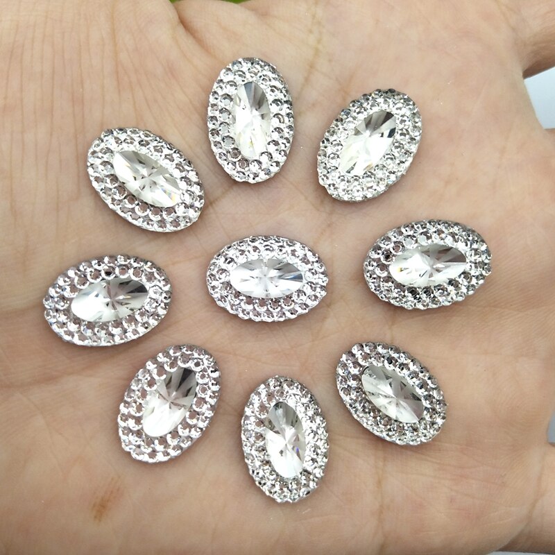 50-100 stk/oval perle flatback bling rhinestone håndværk scrapbog dekorativ gør-det-selv beklædningsgenstand syning dekorative perler: 100 stk 10-14mm