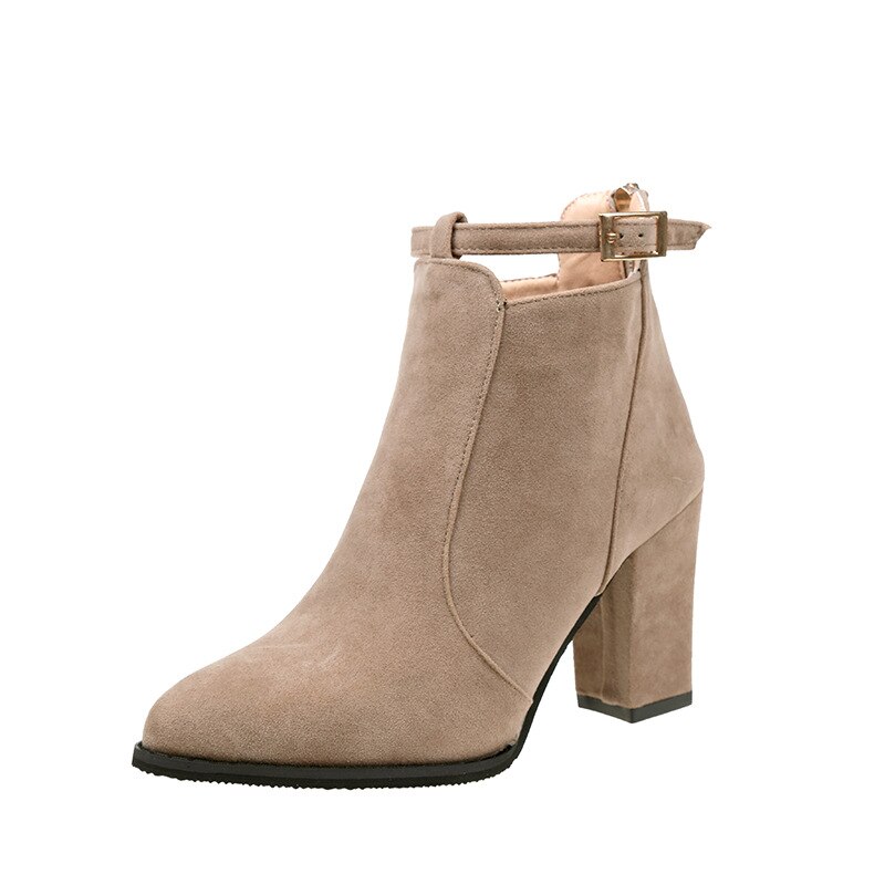 3 väriä naisten kengät talvi syksy rento naisten korkokengät pumput lämpimät nilkkurit naisten botas kengät mujer zapatos koko 34-39: Kameli / 8