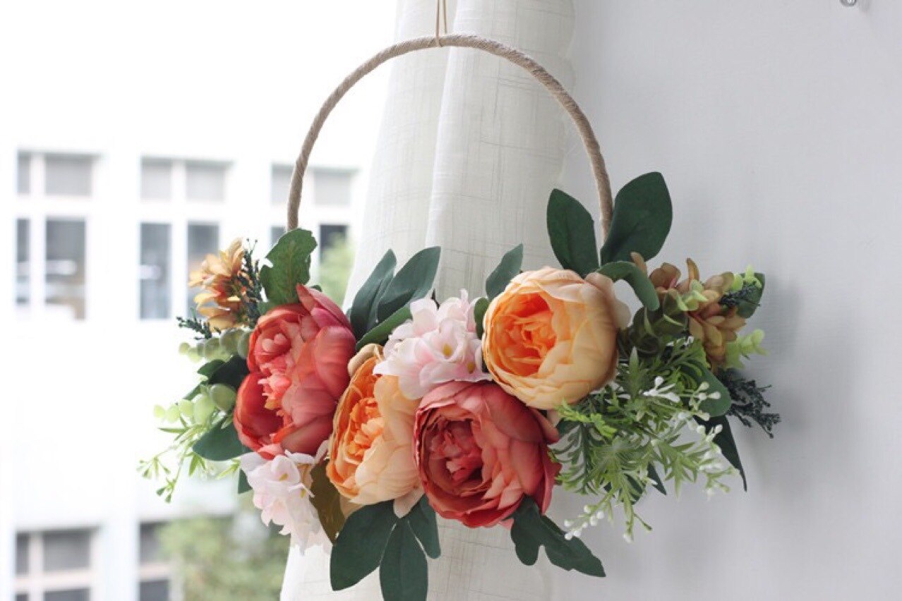 NZUK – couronne de mariage en forme de cercle, Bouquet de fleurs, fausses feuilles, panier de fleurs, pour la mariée: green