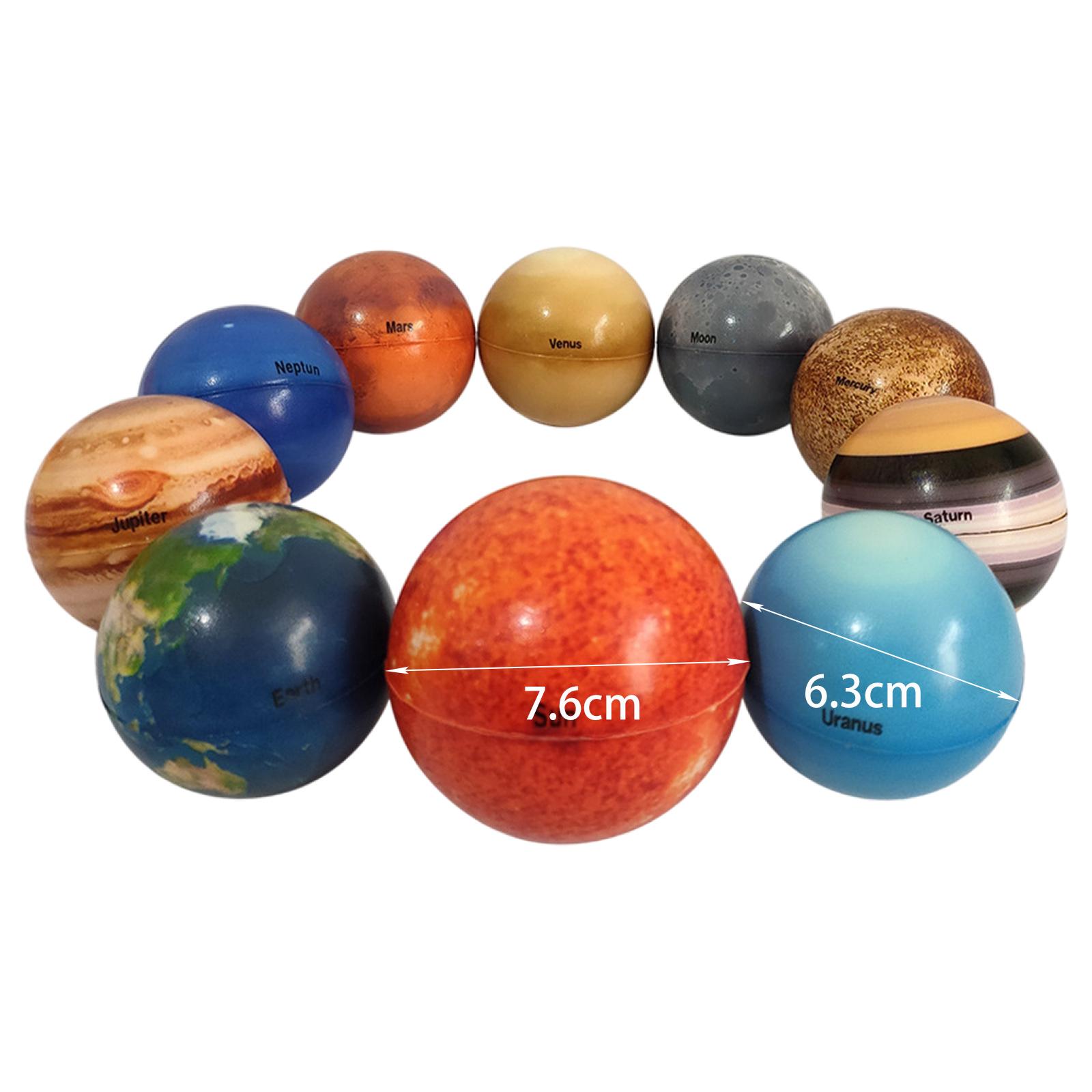 10pcs Solar System Planet Sponge Solid Soft Balls Stress Relieving Puzzle Toys Science & Education Safety Ideal Elastic PU Ball