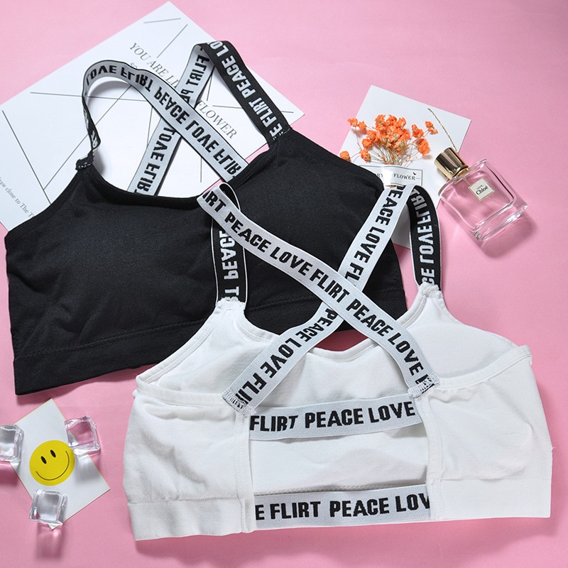 Ademende bralette bh letter dames lingerie naadloze gewatteerde bloemen bh femme push-up bh's dames sport fitness bh bh