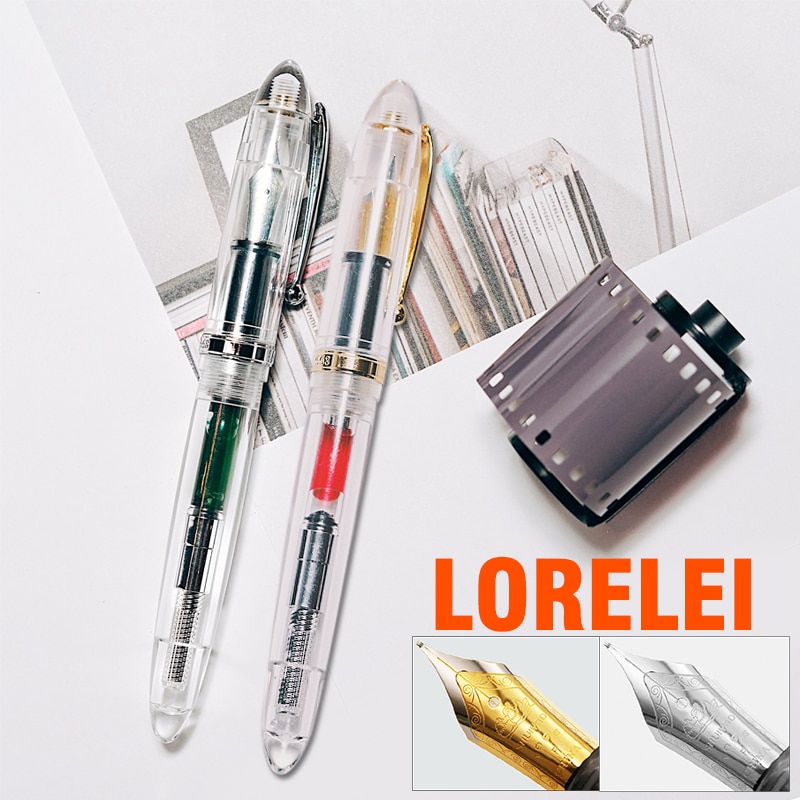 Stylo-plume lorelei transparent à remplissage convertisseur, pointe fine, 0.5mm pointes, fournitures de bureau, fournitures scolaires et de papeterie