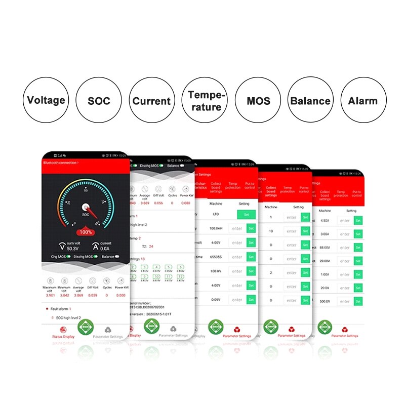 Smart BMS 4S 12V 30A 40A 60A Bluetooth APP contorl RS485 For PC for 3.2V rated Lifepo4 BMS NTC UART