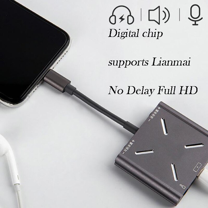 Adaptador de interfaz de Audio y altavoz, tarjeta de sonido externa de aleación para Apple Android Phone, adaptador de captura de Audio, accesorios en vivo