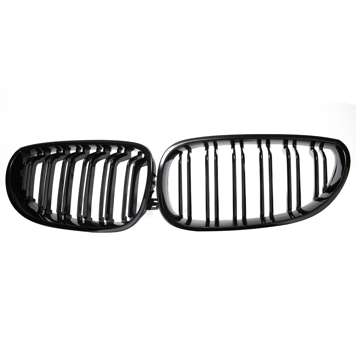Mayitr 1 paar glanzend zwarte dubbele lamellen voorste nierengrille auto vervangend exterieur onderdeel voor bmw  e60 e61 m5 5 serie 2003