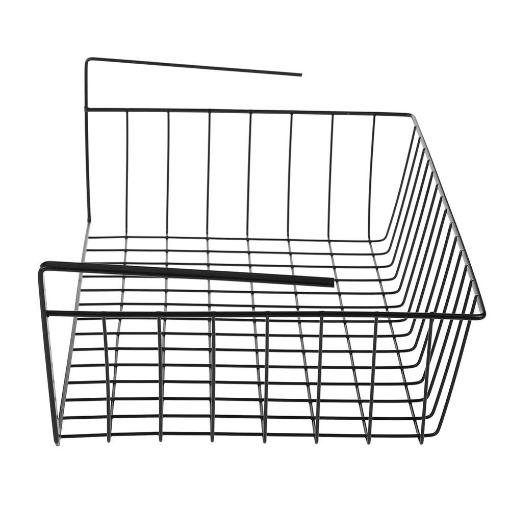 Iron Mesh Shelf Basket Cupboard Cabinet Door Organizer Rack Closet Holders Hanging Under Shelf Storage Basket Rack Organizer