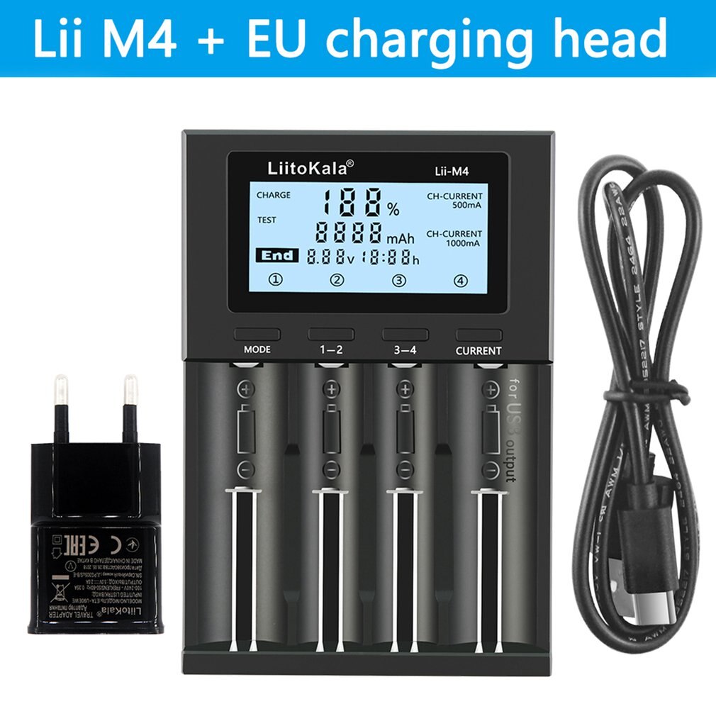 Liitokala Lii-M4 18650/26660 5V Type C Smart Universal Battery Charger Detecteerbaar Capaciteit Batterij Oplader Met Screen T