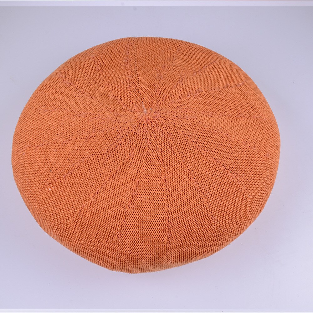 Spring Summer Breathable Hat Ladies Cotton Linen Solid Candy Color Beret French Artist Knitted Beret: 9