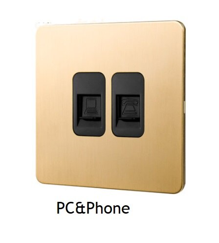 86MM Solid Brushed Brass Panel Wall Toggle Switch Brass Knob Retro Vintage Phone Fan Internet TV SCREW: PC and Phone