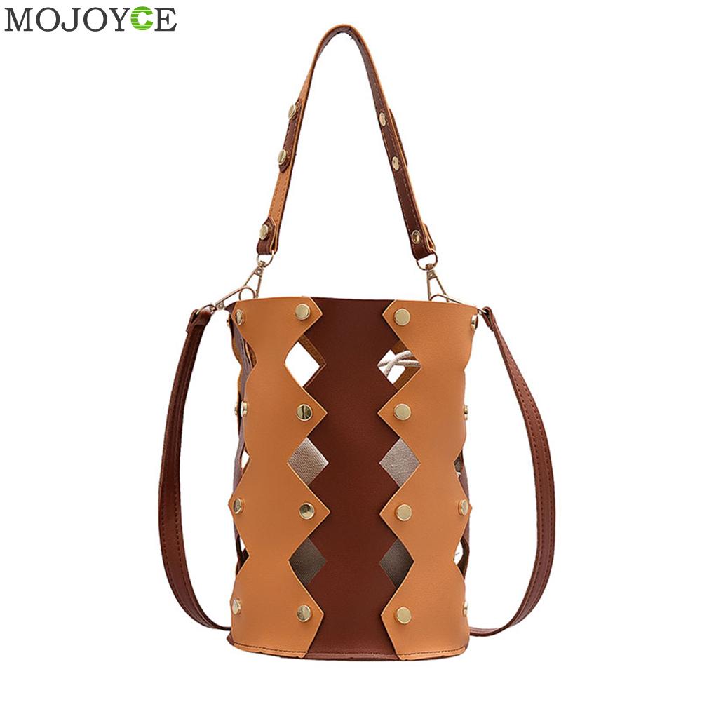 Rivet femmes seau sacs à bandoulière hcabas sac à main femme classique ollow cuir messager épaule sacs à main