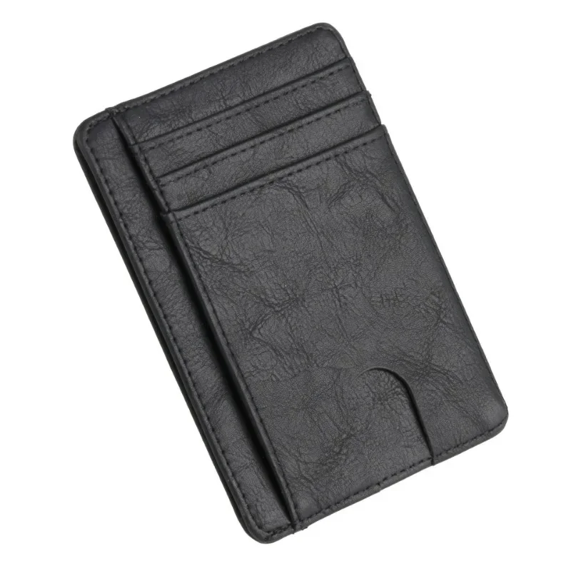 Portfel blokujący RFID Pokrowiec na wizytówki do etui Super cienkie męskie skórzane etui na karty kredytowe Portfel podróżny na karty Minimalistyczny portfel: Black