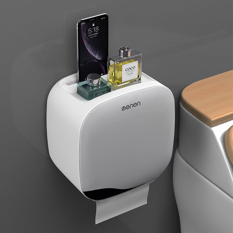 Wall Mounted Waterproof Toilet Paper Holder Tissue Box Roll Paper Tube Paper Storage Rack Home Kitchen Bathroom Accesories
