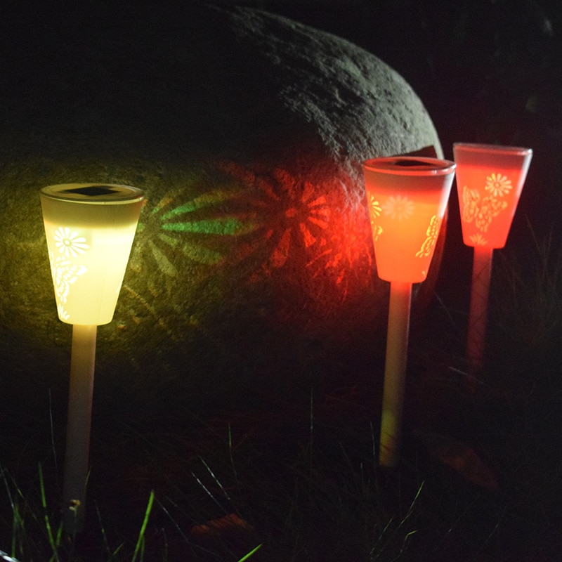 Solar lys hul sommerfugl indsætte jord lampe have gårdhave græsplæne sti farvet lys / hvidt lys kortlægning sommerfugl lampe