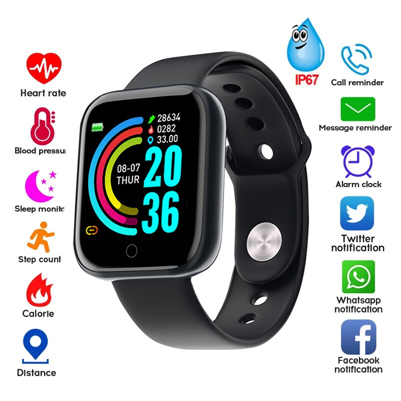 D20 Smart Armband Body Temperatuur Monitoring Smart Polsband Ecg Smart Horloge Hartslag Bloeddruk Armband: Black