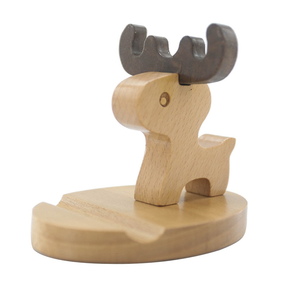 Massief Houten Dier Mobiele Telefoon Houder Auto Thuis Mount Cradle Desk Stand Voor Mobiele Mobiele Telefoon Laptop, schakelaar/Herten/Hond/Jongen/Olifant: b