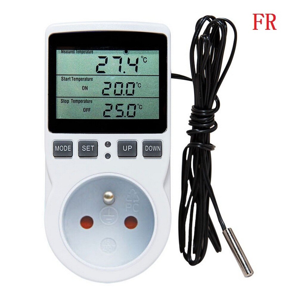 Termostato inteligente Salida de enchufe controlador de temperatura con temporizador interruptor sonda del Sensor Control Digital de enfriamiento de calefacción 110V 220V: FR