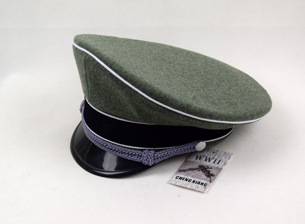 Officer Hat - German Elite Style - Chin Cords - Reenactment Cap