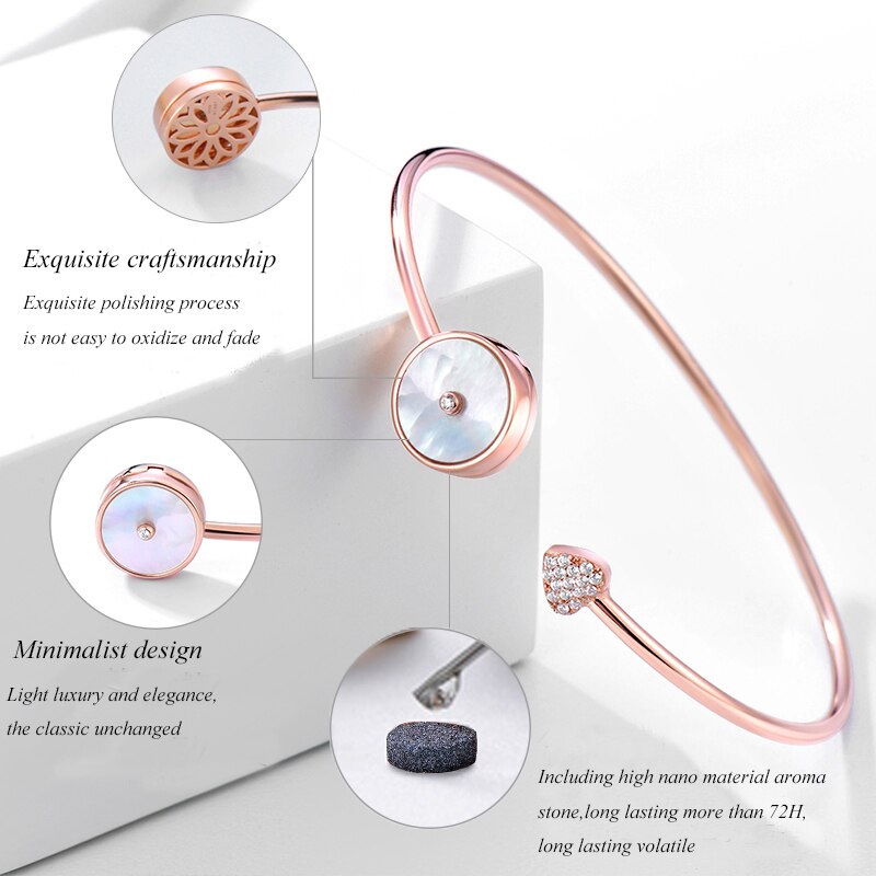 S925 Herz bilden Aromatherapie Armbinde Ätherisches Öl Schmuck Duft Öl Halskette Für Freundin