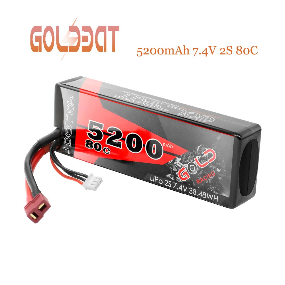 GOLDBAT RC lipo Batterij 7.4 V 5200 mAh 2 S RC Batterij Lipo 7.4 v Lipo 2 s 80C met deans Plug voor Auto RC Vrachtwagen RC Truggy FPV Vliegtuig