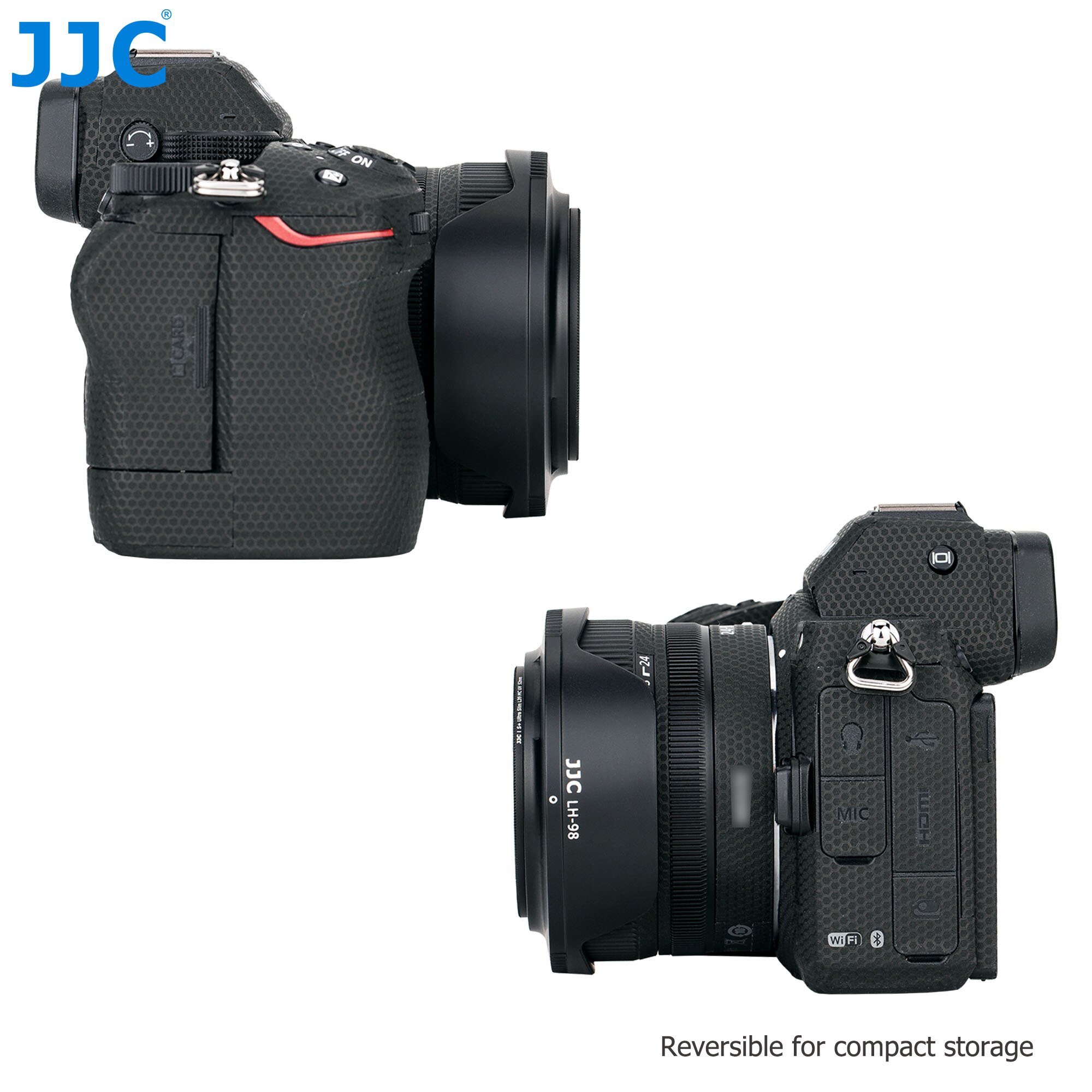 Jjc HB-98 Omkeerbare Dedicated Zonnekap Shade Voor Nikon Nikkor Z 24-50Mm F/4-6.3 lens Op Nikon Z5 Z6 Z7 Z6II Z7II Camera