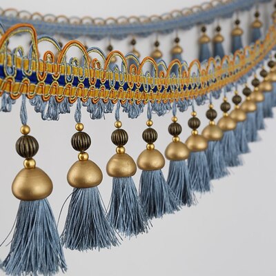 Luxe 1 M 14.5 cm Breed Gordijn Kant Accessoires Kwastje Franjes Trim Lint DIY Voor Gordijn Sofa Tafelkleed Naaien Thuis decor: Sea blue