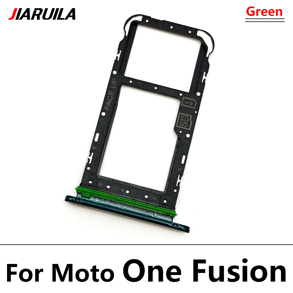 SiM Tray For Moto E6 Play E6S G10 One Action One Fusion Macro SIM Card Slot SD Card Tray Holder Adapter: One Fusion Green
